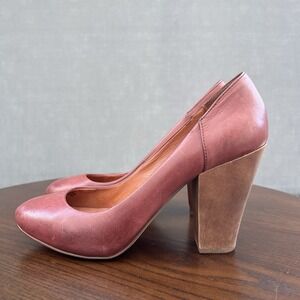 Madewell Frankie Heel Pump Heel Shoes Women's 9.5 Red Purple Leather Block 04712
